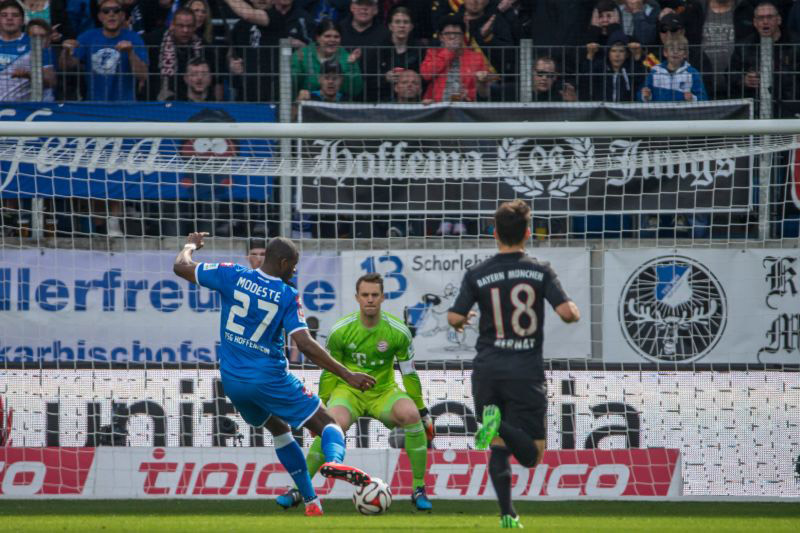 Anthony Modeste vergibt eine rießen Torchance zur Hoffenheimer Führung
