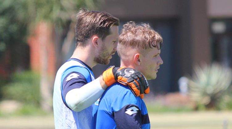 Oliver Baumann (li.) und Jonathan Schmid im Trainingslager