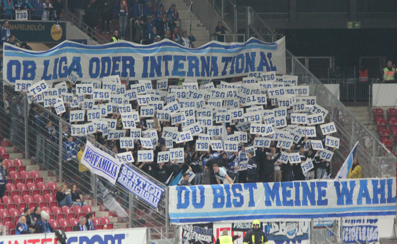 Die TSG-Fans machen mit dieser gelungenen Choreographie ihre Symphatie zum Verein deutlich