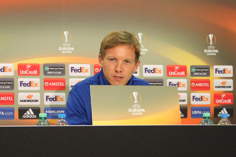 TSG-Coach Julian Nagelsmann bei der Pressekonferenz vor dem Braga-Spiel