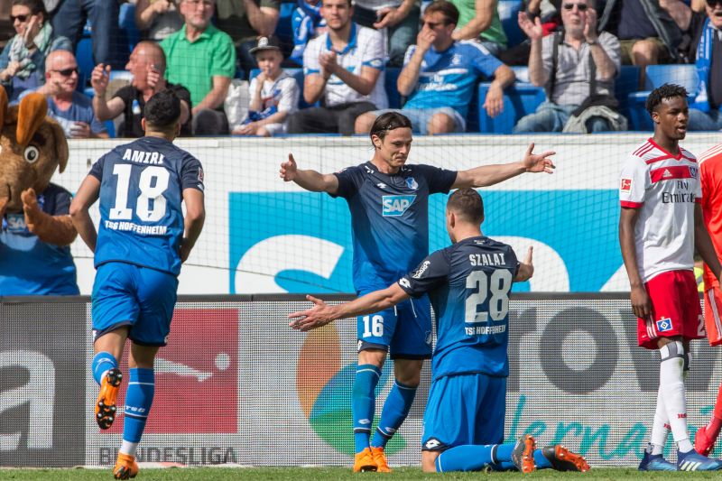 Nico Schulz und Adam Szalai feiern das 2:0 für Hoffenheim